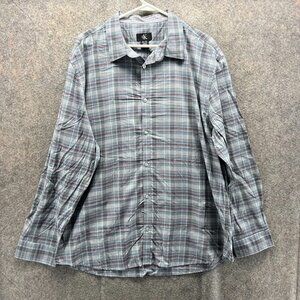 Calvin Klein Shirt Mens XL Button Down Preppy Dress Plaid Cotton Grey Red